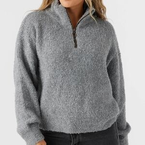 NWT O'Neill Heather Gray Half-Zip Sweater